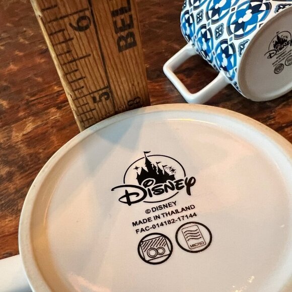 Two Disney Geometric Blue Micky Mug 12 Ounce - Picture 8 of 10